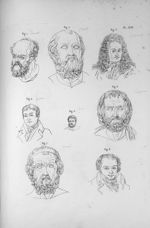 Pl. XCII. Fig. 1. Socrate / Fig. 2. Platon / Fig. 3. Leibnitz / Fig. 4. Andrieux / Fig. 5. Pindare / [...]