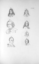 Pl. LXXXIV. Fig. 1. Racine / Fig. 2. Milton / Fig. 3. Rousseau / Fig. 4. Voltaire jeune et vieux / F [...]