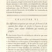 0020 - Page 20 - Chapitre VI / Les différentes occupations que ceux qui se livrent à l'anatomie sont obligés de joindre à l'exercice de cette science, sont autant d'obstacles qui retardent ses progrès