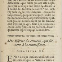 0026 - Page 8 - Des esprits du cerueau, qui seruent à la connoissance. Chapitre III