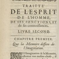 0112 - Page 94 - Traitté De l'esprit de l'homme, de ses fonctions et de ses connoissances. Liure premier. Chapitre premier. Que la memoire differe de l'imagination