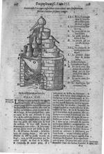 [Fig.] Pourtraict d'un autre instrument demi ouvert avec son fourneau servant à mettre plusieurs cou [...]