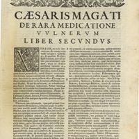 0213 - Page 1 - Caesaris Magati De rara medicatione uulnerum Liber secundus