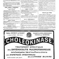 0013 - Page 13 - Cours, leçons et conférences du 5 au 11 janvier 1920. Lundi 5 janvier / Mardi 6 janvier / Mercredi 7 janvier / Jeudi 8 janvier / Vendredi 9 janvier / Samedi 10 janvier / Dimanche 11 janvier / Avis et renseignements / Faculté de Paris. Clinique médicale de l'Hôtel-Dieu