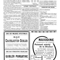 0065 - Page 65 - Questions médico-militaires. Pensions des veuves du personnel sanitaire. Taux exceptionnel [P. Bonnette] / Livres nouveaux. La cure de Bouchardat et le traitement du diabète sucré, par F. Rathéry... (Librairie Félix Alcan)... [L. Rivet] / Bibliographie / Sommaires des revues. Annales de dermatologie