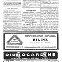 0136 - Page 136 - Avis et renseignements / Faculté de Paris. Le classement des professeurs / Facultés de Province. Faculté de médecine de Lyon / Faculté de médecine de Bordeaux / Ecole de médecine de Caen / / Ecole de médecine d'Amiens / Le classement des professeurs