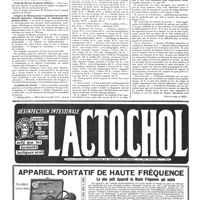0141 - Page 141 - Nouvelles. Paris et départements. Bureau municipal d'hygiène de Saint-Quentin / Ecole du service de santé militaire / Congrès de Monaco pour l'expansion des stations thermo-minérales climatiques et balnéaires des nations alliées / Accidents du travail (Voir la suite, p. 143.)
