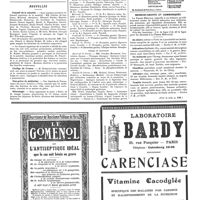 0189 - Page 189 - Concours. Le service médical de nuit / Nouvelles. Conseil de la natalité / Collège de France / Une grève de médecins / Nécrologie / Actes de la Faculté de Paris / Renseignements et communiqués (Voir la suite, p. 191.)