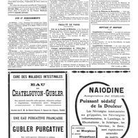 0209 - Page 209 - Avis et renseignements / Faculté de Paris. Prix de la Faculté de médecine / Pathologie et thérapeutique générales / Clinique ophtalmologique de l'Hôtel-Dieu / Facultés de Province. Faculté de médecine de Nancy / Faculté de médecine de Montpellier / Hôpitaux et hospices. Amphithéâtre d'anatomie / Amphithéâtre d'anatomie (Voir la suite, p. 211.)