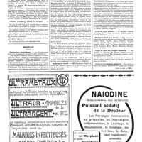 0457 - Page 457 - Concours. Externat / Pathologie / Istituto Ortopedico Rizzoli in Bologna / Nouvelles. Distinctions honorifiques / Le classement des récidivistes / Accidents du travail / Syphilis du système nerveux / Bureau d'hygiène de Nevers / Corps de santé militaire / Service de santé de la marine / Corps de santé des troupes coloniales / La loi sur les pensions militaires (Voir la suite, p. 459.)