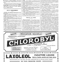 0501 - Page 501 - Avis et renseignements / Faculté de Paris. Bourses de doctorat / Clinique Baudelocque / Cours libre de pathologie / Médecine opératoire spéciale