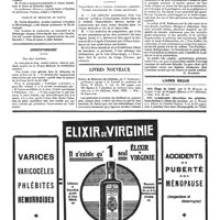 0587 - Page 587 - La médecine à travers le monde. Faculté de médecine de Liége / Faculté de médecine de Porto / Correspondance [Georges portmann] / Questions médico-militaires. Traitement de la légion d'honneur (additif). Titres provisoires et titres définitifs / Livres nouveaux. Précis de médecine des enfants, par P. Nobécourt... (Masson et Compagnie, éditeurs, Paris, 1920)... [G. Schreiber] / Livres reçus
