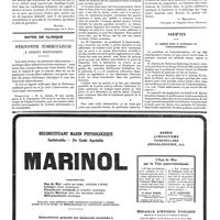 0657 - Page 657 - Sur la vaccination antityphique (typhus exanthématique) [Maniel] / Notes de clinique. Péritonite tuberculeuse à grains riziformes [G. Marinescu] / Variétés. Le naphtol dans le traitement de l'ankylostomiase