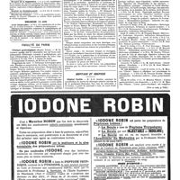 0711 - Page 711 - Cours, leçons et conférences du 6 au 13 juin 1920. Samedi 12 juin / Dimanche 13 juin / Faculté de Paris. Clinique gynécologique / Hôpitaux et hospices. Hôpital Cochin / Clinique médicale de l'Hôtel-Dieu (Voir la suite, p. 713.)