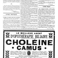0917 - Page 920 - Questions médico-militaires. Transport et inhumation des militaires décédés sous les drapeaux [P. Bonnette] / Livres nouveaux. La fatigue de l'appareil visuel chez les ouvriers mineurs, par M. H. Stassen... (Imprimerie Vaillant-Carmanne), Liége, 1914-1919 [A. Cantonnet] / Livres reçus (Voir la suite, p. 925.)
