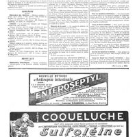 0924 - Page 927 - Université de Paris. Clinique Baudelocque d'accouchement et de gynécologie / Universités de Province. Faculté de médecine de Bordeaux / Concours. Chirurgien des hôpitaux / Clinicat / Nouvelles. Distinctions honorifiques / Médecin de la santé / Les subventions aux laboratoires médicaux / Pour les familles nombreuses / Corps de santé militaire / Service de santé de la marine / Corps de santé des troupes coloniales (Voir la suite, p. 929.)
