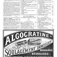 0995 - Page 998 - Livres nouveaux. Pathologie gastro-intestinale. Cinquième série : l'ulcus gastriques et duodénal, par Albert Mathieu. Leçons réunies et publiées par M. Jean-Ch. Roux (G. Doin, éditeur... Paris, 1920)... [L. Rivet] / Sommaires des revues. Archives de médecine des enfants / Les frais médicaux en matière d'accidents du travail (Suite)