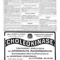 1066 - Page 1069 - Avis et renseignements / Université de Paris. Clinique oto-rhino-laryngologique / Universités de Province. Faculté de médecine de Lille / Hôpitaux et hospices. Amphithéâtre d'anatomie des hôpitaux / Concours. Médecin-directeur pour le préventorium du Glandier / Internat / Nouvelles. Distinctions honorifiques / La maison du médecin