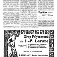 1266 - Page 1269 - Nouvelles. Bureau municipal d'hygiène de Saint-Gervais / Inspection des transports maritimes / Corps de santé militaire / Service de santé de la marine / Corps de santé des troupes coloniales / Récompenses honorifiques pour soins donnés aux militaires de la gendarmerie / Renseignements et communiqués (Voir la suite, p. 1271.)
