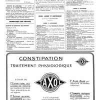 1454 - Page 1457 - Livres nouveaux. La syphilis héréditaire tardive, par M. R. Castex... (Librairie «Las Ciencias», éditeur, Buenos Aires [M. Nathan] / Sommaires des revues. Archives de médecine des enfants / Cours, leçons et conférences du 1er au 7 novembre 1920. Lundi 1er novembre / Mardi 2 novembre