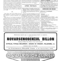 1507 - Page 1510 - L'avenir de la France / Livres nouveaux. Common infections of the kidney (Infections communes du rein par le colibacille et les bactéries associées). Fr. Kidd... (Oxford University Press), 1920... [Ameuille] / Sommaires des revues. Gynécologie et obstétrique