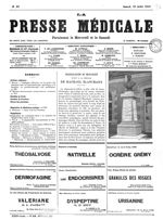 Inauguration du monument élevé à la mémoire de Raphaël Blanchard - La Presse médicale - [Volume d'an [...]