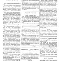 0018 - Page 14 - Variétés, informations. Les journées médicales et vétérinaires marocaines. Exposition médicale et vétérinaire / Intérêts professionnels / Appareils nouveaux. A propos du curettage utérin / La médecine à travers le monde. Brésil / États-Unis / Italie / Portugal / Les médecins étrangers à Paris / Livres nouveaux. Cours d'hygiène, professé à l'institut d'hygiène de la faculté de médecine de Paris sous la direction de Léon Bernard..., et Robert Debré..., par MM. Arnaud, Léon Bernard, Biraud, Brumpt, Camus, Couvelaire, Cruveilhier, Darré, Robert Debré, Dienert, Dimitri, Dopter, Dujardin-Beaumetz, Duvoir, Feine, Frois, Gougerot, Guillon, Joyeux, Kohn-Abrest, H. Labbé, Lesné, Lortat-Jacob, Martel, Nattan-Larrier, Nicolas, Ott, Pottevin, J. Renault, Rieux, Rolants, Gustave Roussy, Saboubaud, Sacquépée, Tanon, Henry Thierry, Tiffeneau, Vallée, Vitry... (Masson et Compagnie, éditeurs)...