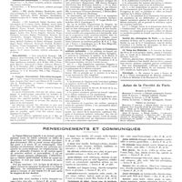 0036 - Page 32 - Chroniques, variétés et informations. Université de Paris. Hôpital civil de Brest / Nouvelles. Distinctions honorifiques / Naturalisation / Ier Congrès international d'oto-rhino-laryngologie / Commission supérieure d'hygiène et d'assistance médicale nationales / Société des chirurgiens de Paris / IXe salon des médecins / Nécrologie / Actes de la faculté de Paris. Examens de doctorat. Thèses de doctorat / Renseignements et communiqués