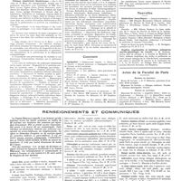 0100 - Page 96 - Chroniques, variétés et informations. Université de Paris. Faculté de médecine de Paris / Clinique obstétricale Baudelocque / Concours. Agrégation / Prix de l'internat / Hôpital-hospice de Saint-Germain-en-Laye / Nouvelles. Distinctions honorifiques / Hygiène, organisation et technique ménagères (psycho-physiologie du travail) / Actes de la faculté de Paris. Examens de doctorat. Thèses de doctorat / Renseignements et communiqués