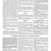 0198 - Page 192 - Chroniques, variétés et informations. Université de Paris. Maladies de la nutrition / Chimie pathologique / Hôpitaux et hospices. Hôpital Beaujon / Centre de prophylaxie mentale infantile / Concours. Chirurgien des hôpitaux / Nouvelles. Société française d'hygiène / Collège libre des sciences sociales / Enseignement pratique des techniques de laboratoire / Médecins limousins de Paris / Nécrologie / Actes de la faculté de Paris. Examens de doctorat. Thèses de doctorat / Renseignements et communiqués