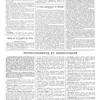 0262 - Page 256 - Chroniques, variétés et informations. Nouvelles. La maternité / Voyages d'études pour médicaux et universitaires / Service de santé de la marine / Nécrologie / Actes de la faculté de Paris. Examens de doctorat / Thèses de doctorat / Le centre anticancéreux de Marseille / Renseignements et communiqués