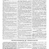 0390 - Page 384 - Chroniques, variétés et informations. Concours. Médecin de l'assistance médicale / Asile national des convalescents / Nouvelles. Office national d'hygiène sociale / Corps de santé militaire / Ve Congrès international de thalassothérapie / Actes de la faculté de Paris. Examens de doctorat / Thèses de doctorat / Renseignements et communiqués