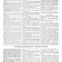 0406 - Page 400 - Chroniques, variétés et informations. Nouvelles. Chefs de travaux pratiques de physique et de chimie / Médecins chefs des centres de réforme / Droits des auteurs de découvertes ou inventions scientifiques / Commission internationale permanente des maladies professionnelles / XIIIe Congrès de médecine légale de langue française / Association des pédiatres de langue française / Ligue internationale contre le rhumatisme / Conférence des maladies rhumatismales / Conférence internationale de la lumière / Institut catholique de Paris / Congrès international de psychologie appliquée / Les tuberculeux ne doivent pas être envoyés à Villard-de-Lans / Nécrologie / Actes de la faculté de Paris. Examens de doctorat / Thèses de doctorat / Renseignements et communiqués