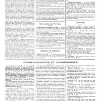 0454 - Page 448 - Chroniques, variétés et informations. Université de Paris. Enseignement de la radiologie et de l'électrologie médicales / Legs du professeur Gilbert / Universités de province. Faculté libre de médecine de Lille / Ecole de médecine et de pharmacie de Reims / Hôpitaux et hospices. Hôpital de la Pitié / Concours. Médecin des hôpitaux / Chirurgien des hôpitaux / Asile public d'aliénés de Rennes / Nouvelles. Distinctions honorifiques / Groupement des médecins propriétaires d'immeubles / Corps de santé militaire / Nécrologie / Renseignements et communiqués