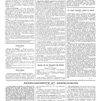 0550 - Page 544 - Chroniques, variétés et informations. Hôpitaux et hospices. Hospice de la Salpêtrière / Institut d'actinologie / Concours. Médecin des hôpitaux / Médecin de l'assistance médicale / Nouvelles. Association générale des médecins de France / Association médicale mutuelle des médecins de la Seine et de Seine-et-Oise / Sanatorium des étudiants / Corps de santé militaire / Nécrologie / Actes de la faculté de Paris. Examens de doctorat / Thèses de doctorat / La ligue française contre le cancer / Renseignements et communiqués
