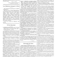 0709 - Page 703 - Chroniques, variétés et informations. Correspondance. Ascaris erratiques éliminés par une plaie opératoire de hernie étranglée [Jamot et Vernon] / Les médecins étrangers à Paris / Livres nouveaux. La médecine préventive usuelle, par G. Schreiber... (Masson et Compagnie, éditeurs), Paris, 1928... [L. Rivet] / Travaux et publications de l'institut prophylactique..., par MM. A. Vernes, R. Bricq et Mlle F. Bazoche... Paris 1928, chez Maloine, éditeur, et à l'institut prophylactique) [J. Dumont] / Université de Paris. Clinique médicale de l'hôpital Saint-Antoine / Cliniques des maladies de l'enfance / Clinique chirurgicale de la Salpêtrière / Universités de province. Université de Strasbourg
