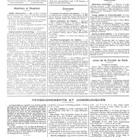 0710 - Page 704 - Chroniques, variétés et informations. Université de Paris. Universités de province. Université de Strasbourg / Ecole de plein exercice de médecine et de pharmacie de Marseille / Hôpitaux et hospices. Hôpital Saint-Antoine / Hôpital maritime de Berck-Plage / Concours. 2e concours de médecin des hôpitaux / Electro-radiologiste des hôpitaux / Oto-rhino-laryngologiste des hôpitaux / Nouvelles. Distinctions honorifiques / Voyage médical en Tchéco-Slovaquie / Service de santé militaire / Nécrologie / Actes de la faculté de Paris. Examens de doctorat / Thèses de doctorat / Renseignements et communiqués