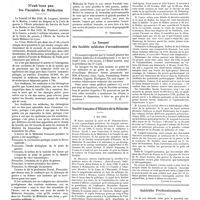 0771 - Page 765 - Chroniques, variétés et informations. N'oublions pas les facultés de médecine / Le banquet des sociétés médicales d'arrondissement / Société française d'histoire de la médecine. 5 mai 1928 / Intérêts professionnels
