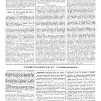0806 - Page 800 - Chroniques, variétés et informations. Nouvelles. L'agrégation de médecine / Actes de la faculté de Paris. Examens de doctorat / Thèses de doctorat / Renseignements et communiqués