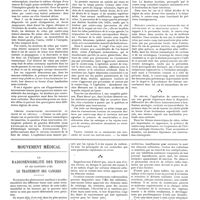 0829 - Page 823 - Travaux originaux. Les douleurs du crâne par contre-coup. Leur valeur diagnostique dans le traitement chirurgical des lésions du cerveau. Par I. Rasdolsky... / Mouvement médical. La radiosensibilité des tissus et ses rapports avec le traitement des cancers