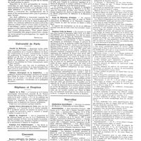 0857 - Page 847 - Chroniques, variétés et informations. Livres nouveaux. Le service de suite pendant la guerre 1914-1918, par le médecin général inspecteur A. Mignon..., Masson et Compagnie, éditeurs... [Rouvillois] / Université de Paris. Faculté de médecine / Clinique chirurgicale de la Salpêtrière / Hôpitaux et hospices. Hôpital de la Pitié / Institut neuro-chirurgical de Paris / Hôpital de Vaugirard / Création d'un hôpital-hospice / Concours. Electro-radiologiste des hôpitaux / Internat / Faculté de médecine de Lille / Ecole de médecine d'Amiens / Hospices civils de Rouen / Nouvelles. Distinctions honorifiques / Naturalisation / Les situations médicales en Afrique occidentale française / Les indemnités aux médecins experts en Algérie
