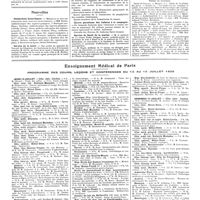 0889 - Page 879 - Chroniques, variétés et informations. Concours. Hospices civils de Rouen / Nouvelles. Distinctions honorifiques / Service de la santé / L'aménagement des lotissements défectueux / La taxe sur les cercles / Oeuvre parisienne des enfants à la campagne / Service de santé de la marine / Nécrologie / Actes de la faculté de Paris. Thèses de doctorat / Enseignement médical de Paris. Programme des cours, leçons et conférences du 12 au 15 juillet 1928
