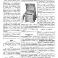 0904 - Page 894 - Chroniques, variétés et informations. Les réunions médicales de Nancy / La médecine à travers le monde. Belgique / Bolivie / Japon / Appareils nouveaux. La glacière pour bébés / Livres nouveaux. Hygiène hospitalière, par L. Martin..., et R. Dujarric de la Rivière... (J-B. Baillière et fils), Paris, 1927... [G. Ichok] / Université de Paris. Faculté de médecine / Clinique ophtalmologique de l'Hôtel-Dieu / Universités de province. Faculté de médecine de Montpellier / Ecole de médecine d'Angers / Hôpitaux et hospices. La réorganisation des consultations externes des hôpitaux / Consultations du soir dans les hôpitaux d'adultes / Hôpital Saint-Michel / Nouvelles. Distinctions honorifiques