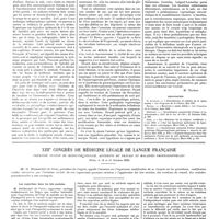 1374 - Page 1364 - Mouvement médical. Les idées actuelles sur l'énurésie [M. Nathan] / Bibliographie / XIIe Congrès de médecine légale de langue française. Première session de médecine sociale, accidents du travail et maladies professionnelles (Paris, 9, 10 et 11 octobre 1928) / Les expertises dans les lois sociales