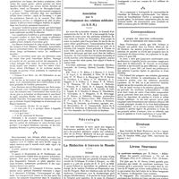 1384 - Page 1374 - Chroniques, variétés et informations. Les derniers jours du dispensaire français à Stamboul [Marcel Demerliac] / Association pour le développement des relations médicales (A.D.R.M.) / Nécrologie / La médecine à travers le monde. Écosse / Pérou / Russie / Correspondance. A propos des injections sclérosantes dans le traitement des hémorroïdes [R. Bensaude] / Erratum / Livres nouveaux. Le syndrome maniaque, par R. Deron... (Doin et Compagnie, éditeurs)...