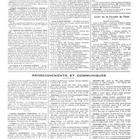 1450 - Page 1440 - Chroniques, variétés et informations. Nouvelles. Congrès des médecins aliénistes et neurologistes de France et des pays de langue française / Congrès international de médecine tropicale et d'hygiène / Le règlement des mémoires d'assistance médicale / Les impôts et la profession médicale / Corps de santé militaire / Nécrologie / Actes de la faculté de Paris. Examens de doctorat / Thèses de doctorat / Renseignements et communiqués