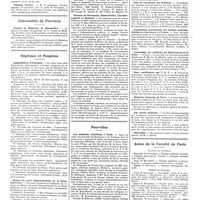 1521 - Page 1511 - Chroniques, variétés et informations. Université de Paris. Clinique médicale propédeutique de la Charité / Clinique Tarnier / Universités de province. Faculté de médecine de Montpellier / Hôpitaux et hospices. Amphithéâtre d'anatomie / Maison de santé départementale de la Seine-Inférieure / Concours. Internat / Internat de Brévannes, Sainte-Périne, Chardon-Lagache et Hendaye / Nouvelles. Les médecins brésiliens à Paris / Prix de l'académie des sciences / Commission permanente des stations hydrominérales et climatiques de France / Association des médecins du département de la Seine / Deux conférences par T.S.F / Médecins limousins de Paris / Une soirée médicale / Nécrologie / Actes de la faculté de Paris. Examens de doctorat / Thèses de doctorat
