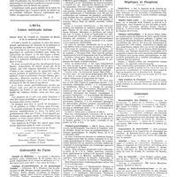 1553 - Page 1543 - Chroniques, variétés et informations. Livres nouveaux. Sur la théorie des quanta de lumière, par Al. Proca... (Albert Blanchard, éditeur)... / Umfia union médicale latine. Grand dîner de l'Umfia en l'honneur du Brésil et de la médecine brésilienne / Université de Paris. Faculté de médecine / Clinique d'accouchements et de gynécologie Tarnier / Clinique gynécologique / Hôpitaux et hospices. Salpêtrière / Hôpital Saint-Louis / Clinique eumorphique / Asile d'aliénés de Clermont / Concours. Stomatologiste des hôpitaux / Consultation de nourrissons / Internat / Prix de l'internat / Hôpital de Saint-Germain-en-Laye