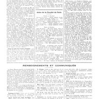 0136 - Page 136 - Chroniques, variétés et informations. Nouvelles. Journée de la barégine / Corps de santé des troupes coloniales / Actes de la Faculté de Paris / L'assemblée générale de l'A.D.R.M. / Renseignements et communiqués