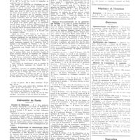 0159 - Page 159 - Chroniques, variétés et informations. Le 6e bal de la médecine française / Université de Paris. Faculté de médecine / Chaire d'hydrologie et climatologie thérapeutique / Clinique d'accouchements et de gynécologie Tarnier / Muséum / Hôpitaux et hospices. Boucicaut / Concours. Ophtalmologiste des hôpitaux / Radiologiste des hôpitaux / Médecin de l'assistance à domicile / Ecole de médecine de Caen / Médecin des dispensaires d'hygiène sociale de l'Aube / Nouvelles. Distinctions honorifiques